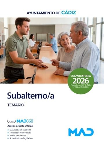 Cubierta de Subalterno/a temario ayuntamiento de cadiz